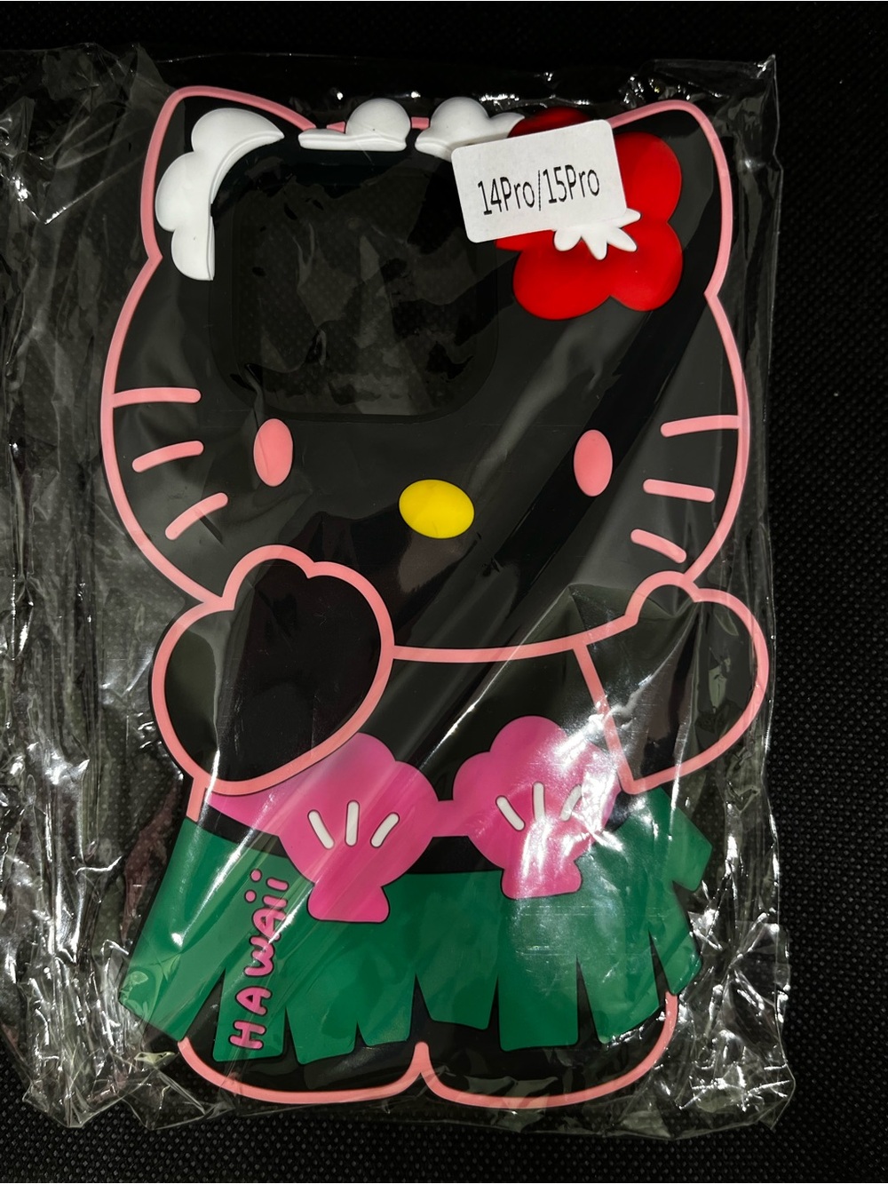 Cute Black Kitty Silicone Phone Case with Pink Accents